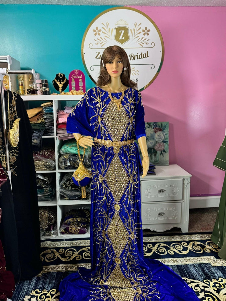 Asra Somali Bridal Dirac Set Velvet - Royal Blue - Zulaikha’s Bridal