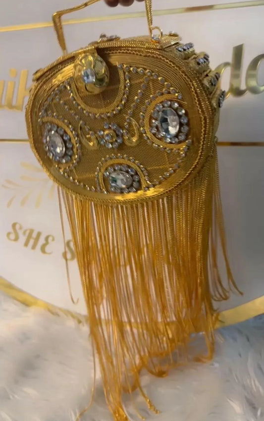 Bridal Party Gold Rhinestone Clutch Bag - 1 - Zulaikha’s Bridal