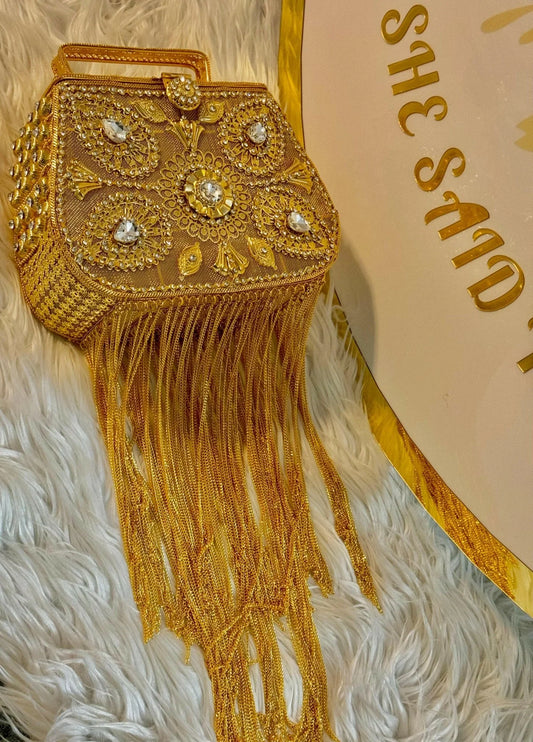 Bridal Party Gold Rhinestone Clutch Bag - 2 - Zulaikha’s Bridal