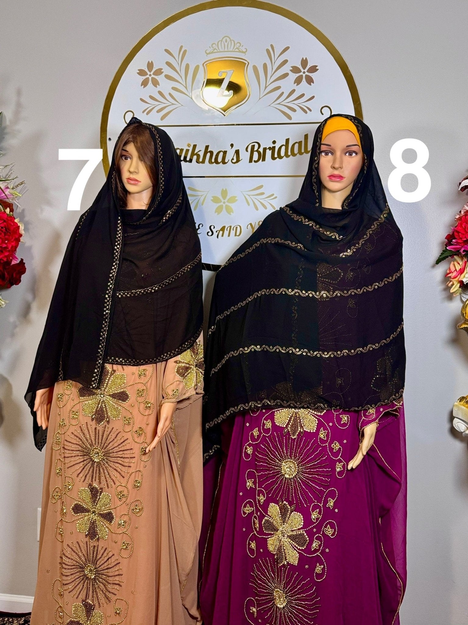 Classic Muslim Black Chiffon Embroidered Hijab Scarf - Zulaikha’s Bridal