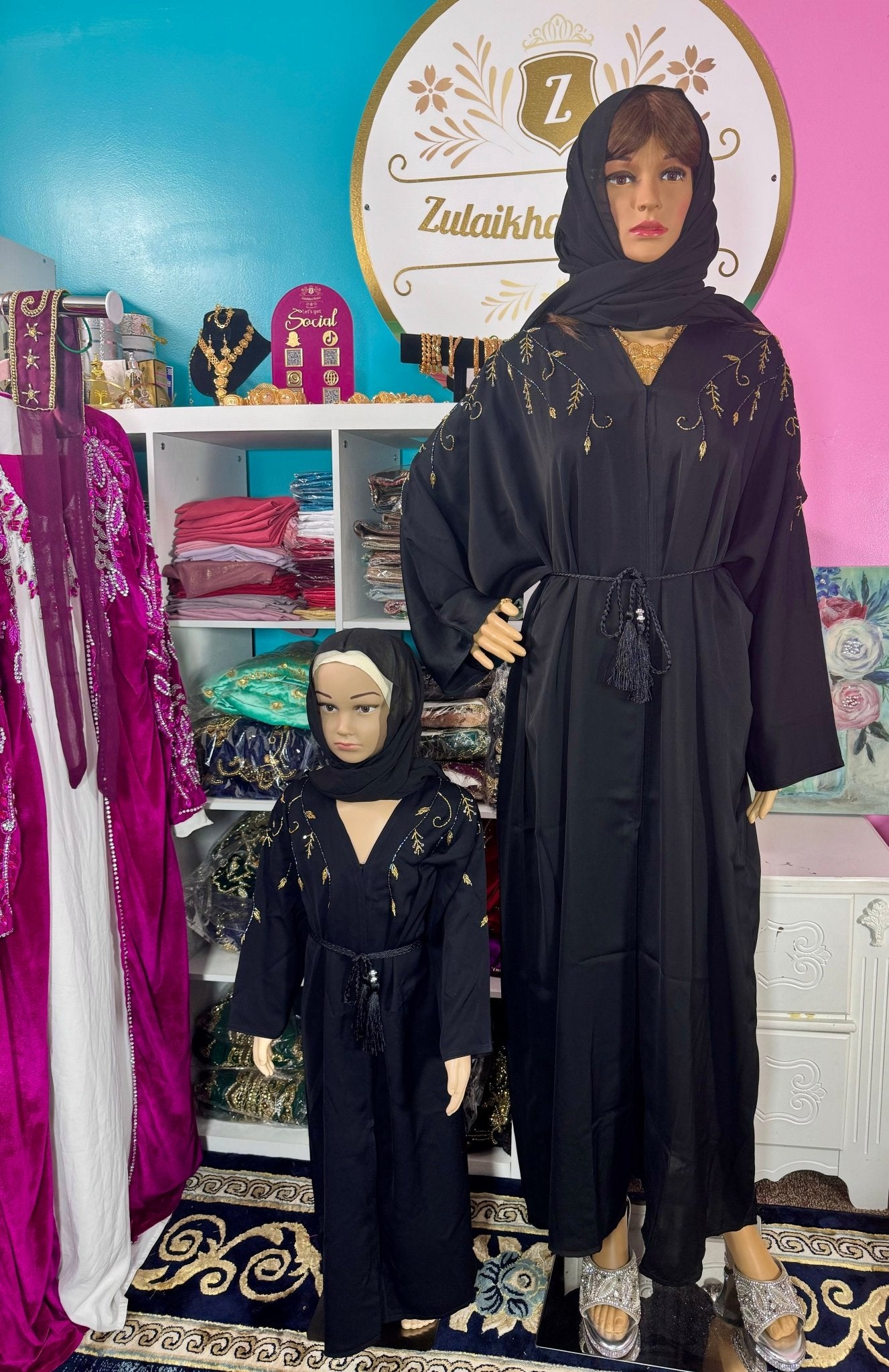Dubai Black Kids Abaya mother & daughter - Zulaikha’s Bridal