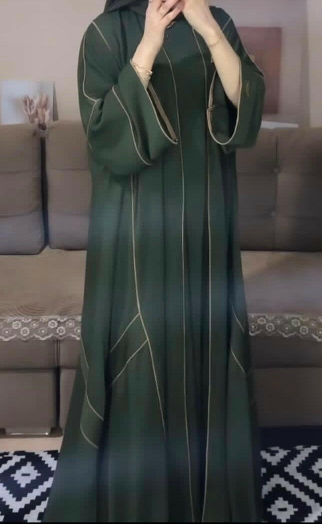 Dubai Open Butterfly Abaya Green - Zulaikha’s Bridal