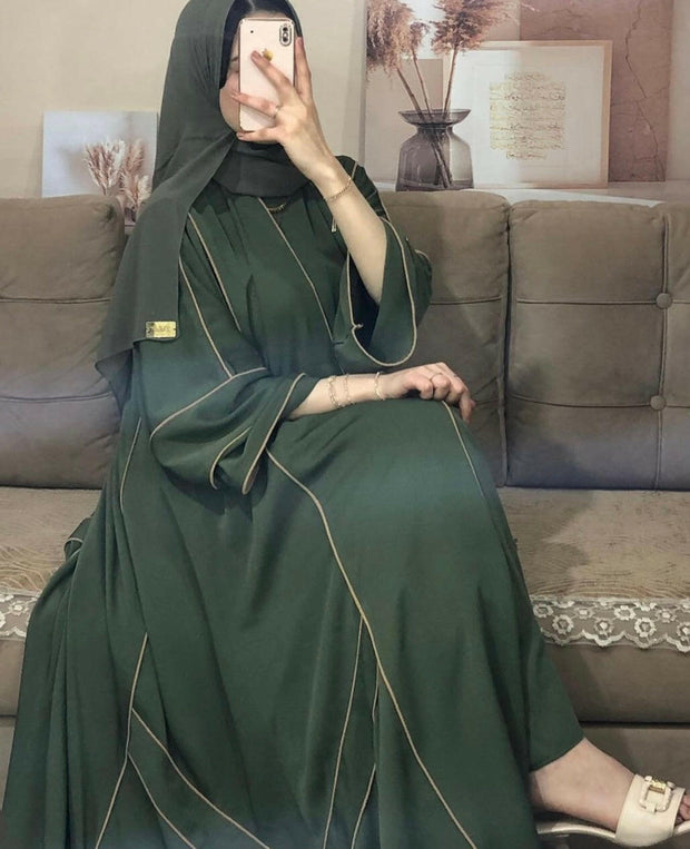 Dubai Open Butterfly Abaya Green - Zulaikha’s Bridal