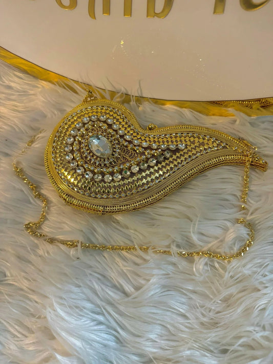 Gold Rhinestone Bridal Clutch Bag - 1 - Zulaikha’s Bridal