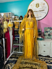 Hida Somali Bridal Dirac Set Lace - Gold Mustard - Zulaikha’s Bridal