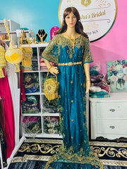 Hida Somali Bridal Dirac Set Lace Peacock Blue - Zulaikha’s Bridal