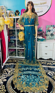 Hida Somali Bridal Dirac Set Lace Peacock Blue - Zulaikha’s Bridal