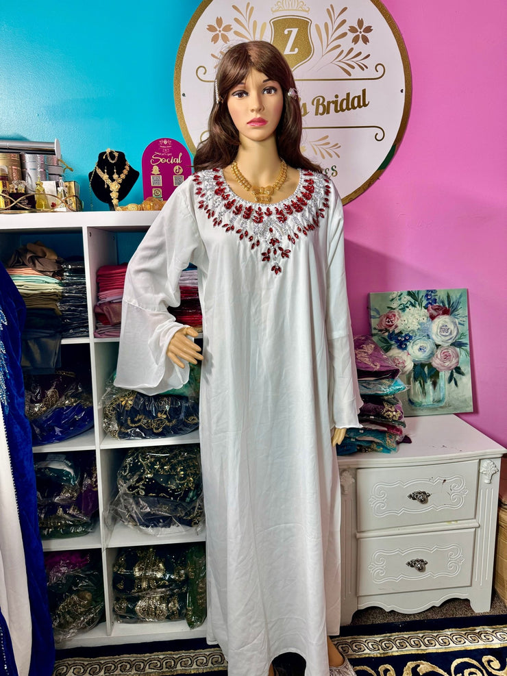 Isra Luxury Crystal Velvet Abaya - Burgundy - Zulaikha’s Bridal