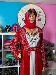 Isra Luxury Crystal Velvet Abaya - Cherry Red - Zulaikha’s Bridal