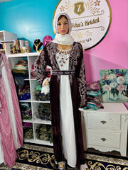 Isra Luxury Crystal Velvet Abaya - Chocolate Brown - Zulaikha’s Bridal