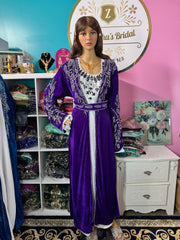 Isra Luxury Crystal Velvet Abaya - Indigo - Zulaikha’s Bridal