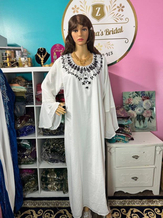 Isra Luxury Crystal Velvet Abaya - Indigo - Zulaikha’s Bridal