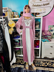Isra Luxury Crystal Velvet Abaya - Pastel Pink - Zulaikha’s Bridal