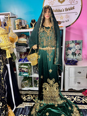Isra Somali Bridal Dirac Set Satin - Dark Forest Green - Zulaikha’s Bridal