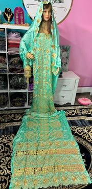 Isra Somali Bridal Dirac Set Satin - Mint Green - Zulaikha’s Bridal