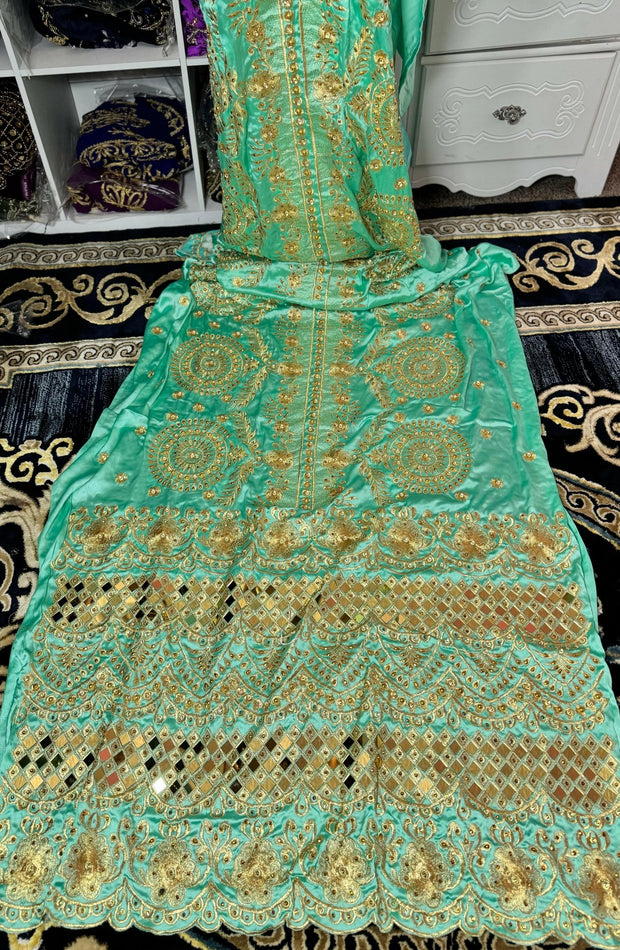 Isra Somali Bridal Dirac Set Satin - Mint Green - Zulaikha’s Bridal