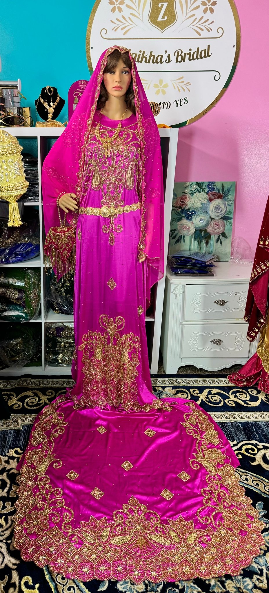 Isra Somali Bridal Dirac Set Satin - Pink - Zulaikha’s Bridal