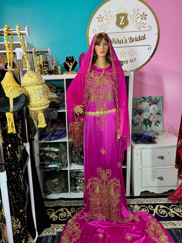 Isra Somali Bridal Dirac Set Satin - Pink - Zulaikha’s Bridal