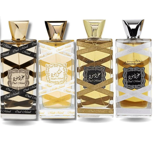 Lattafa Perfumes Oud Mood, Elixir, Reminiscense & Musk Mood - 100mL - Zulaikha’s Bridal