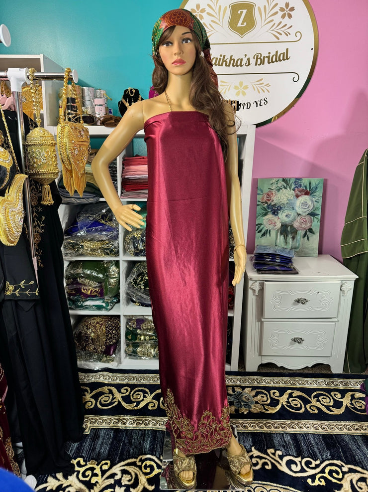 Luxury Somali Underpiece Skirt Gorgoro - Burgundy - Zulaikha’s Bridal