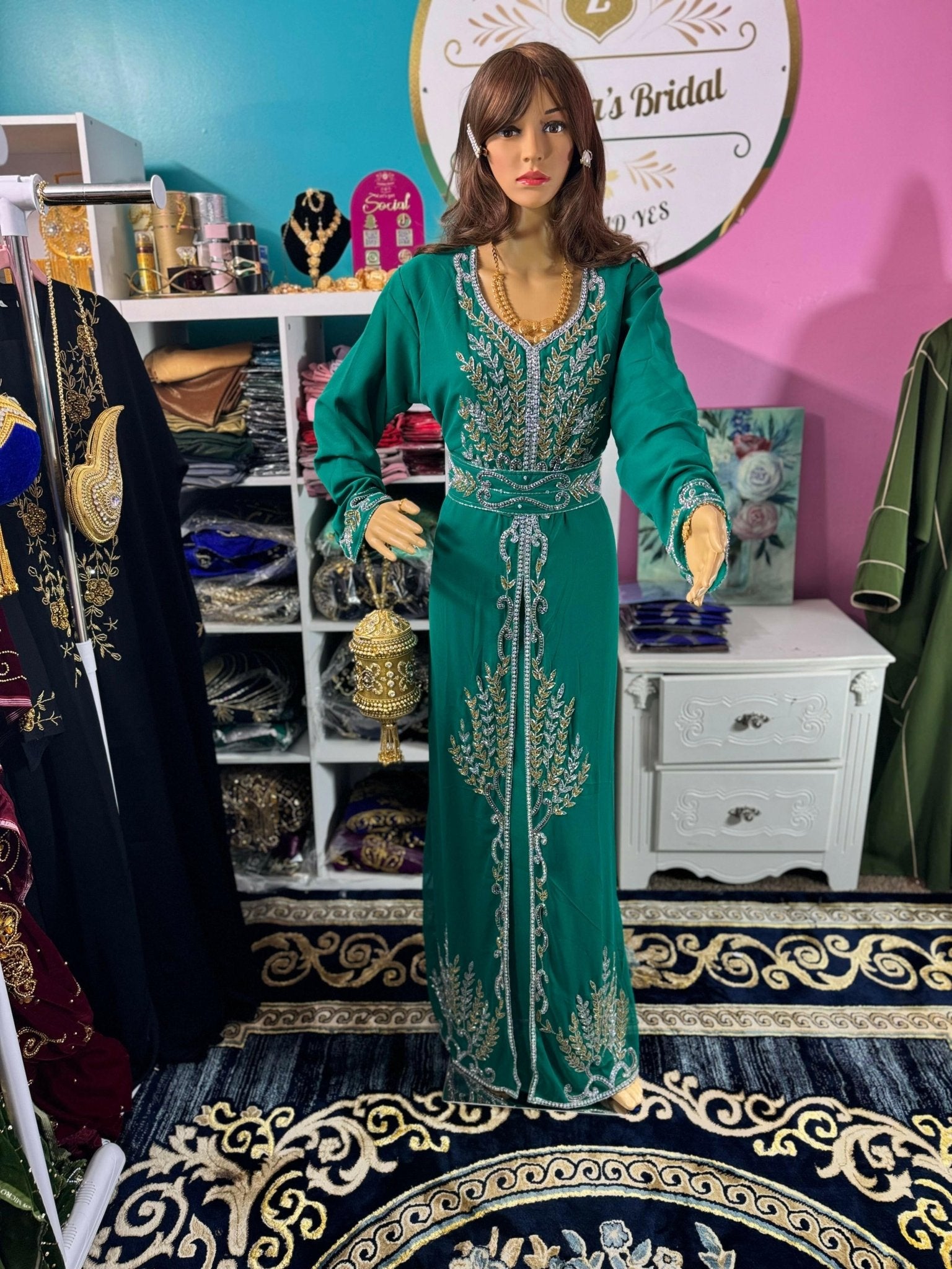 Muslim Eid, Party Nikah Kaftan - Teal Green - Zulaikha’s Bridal
