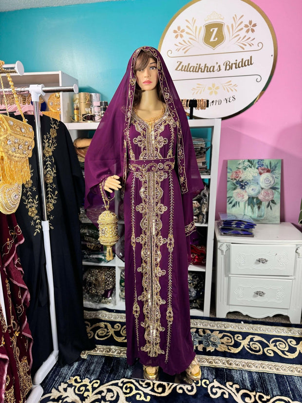 Muslim Eid, Party Nikah Kaftan - Wine - Zulaikha’s Bridal
