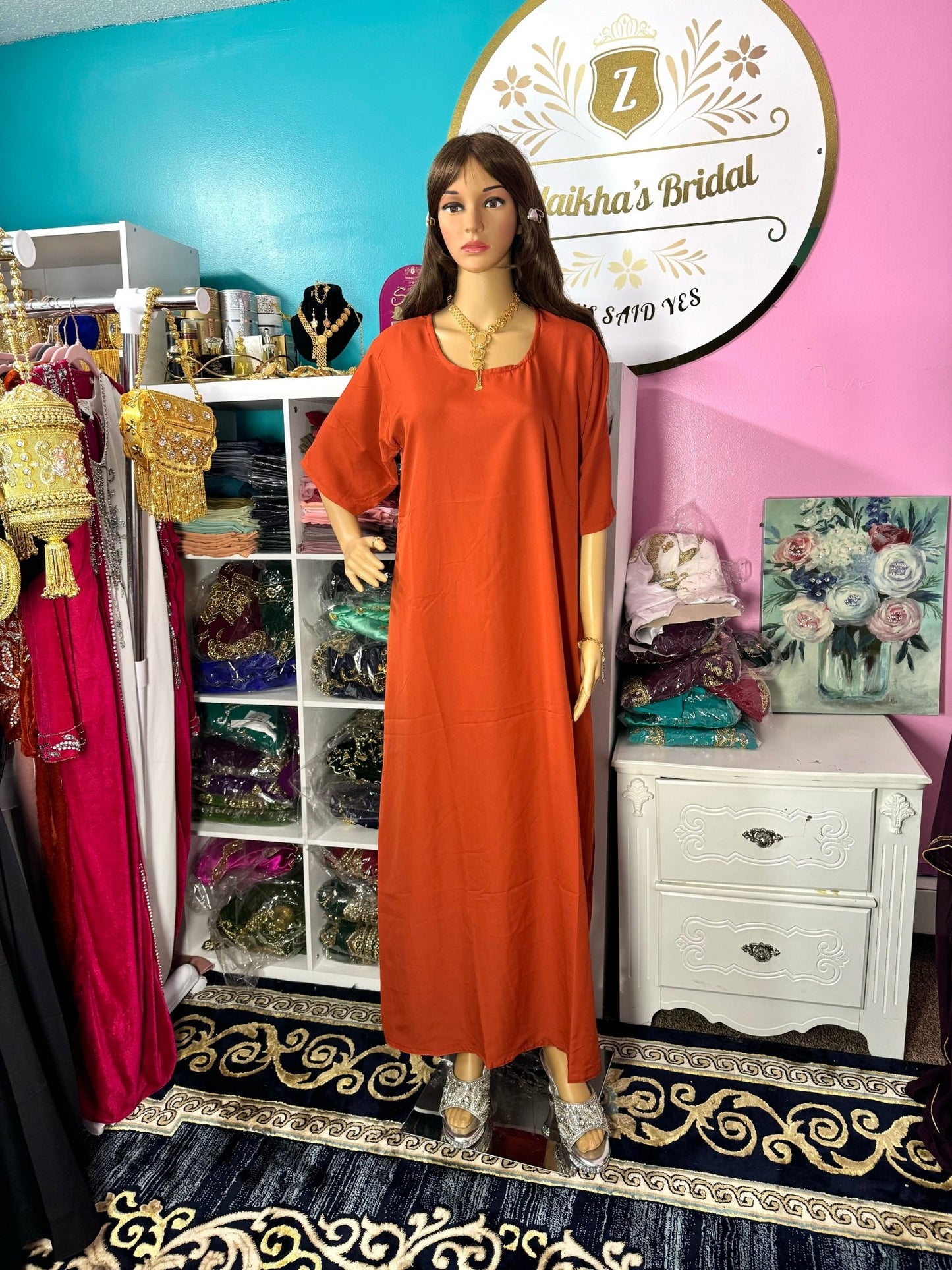 Muslim women modest inner dress Abaya with belt - Zulaikha’s Bridal