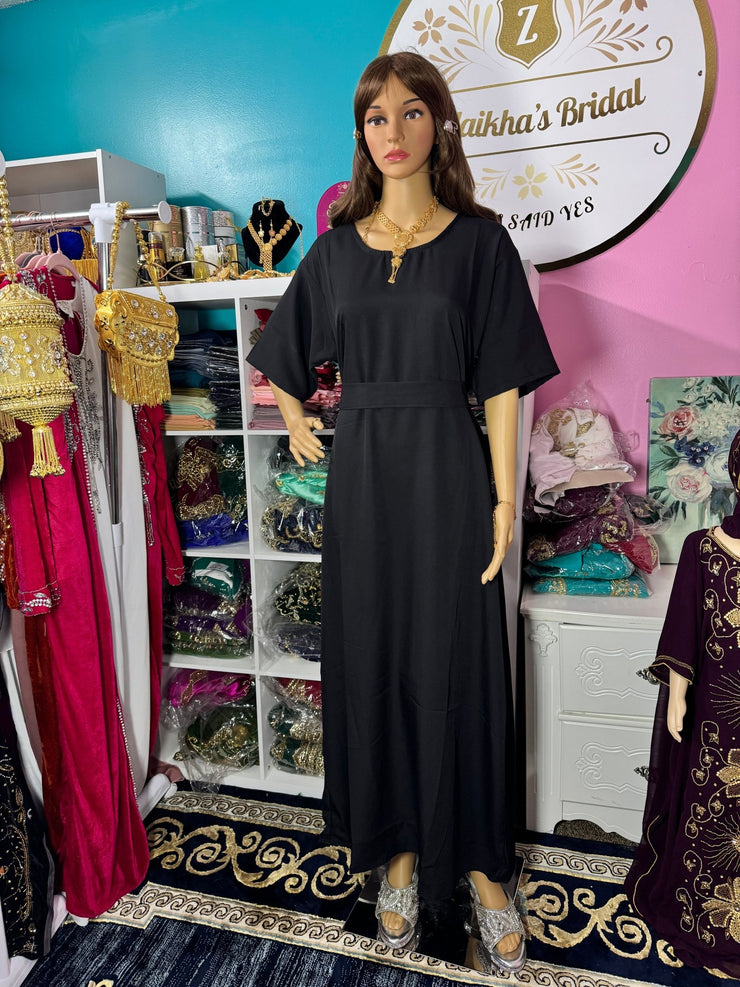 Muslim women modest inner dress Abaya with belt - Zulaikha’s Bridal