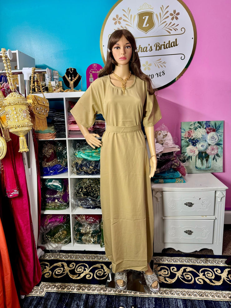 Muslim women modest inner dress Abaya with belt - Zulaikha’s Bridal