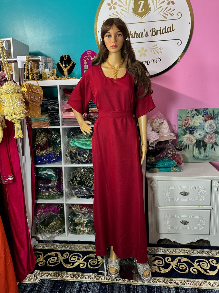 Muslim women modest inner dress Abaya with belt - Zulaikha’s Bridal