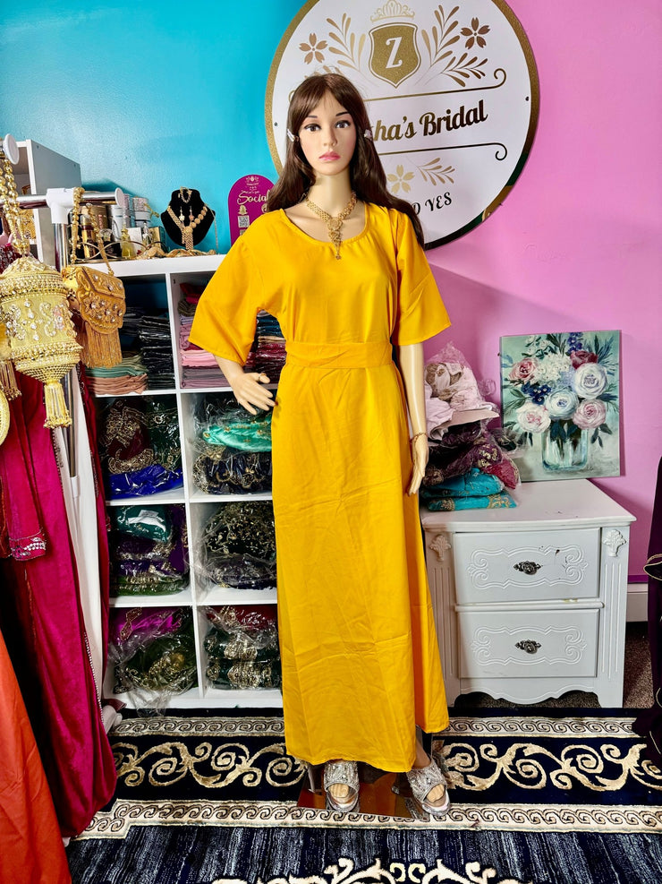 Muslim women modest inner dress Abaya with belt - Zulaikha’s Bridal