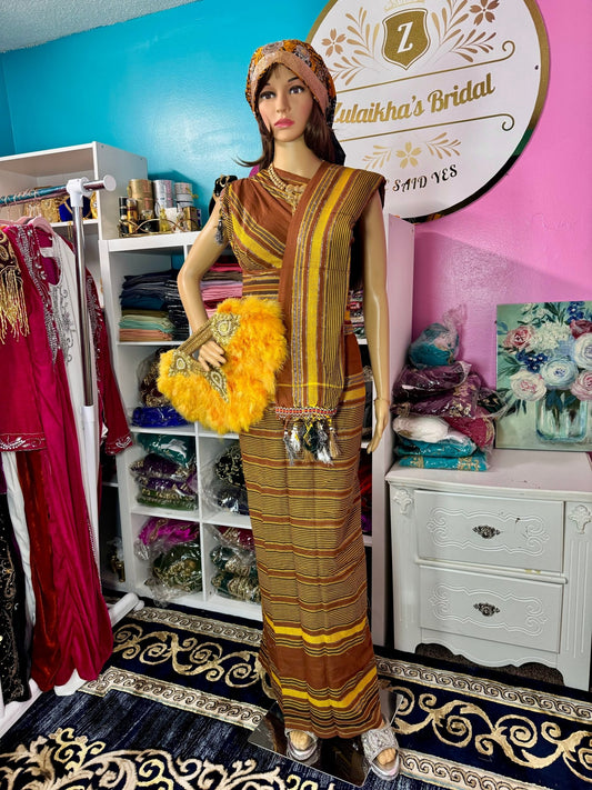 Plain Alindi Guntino Hido iyo Dhaqan - Brown Gold - Zulaikha’s Bridal