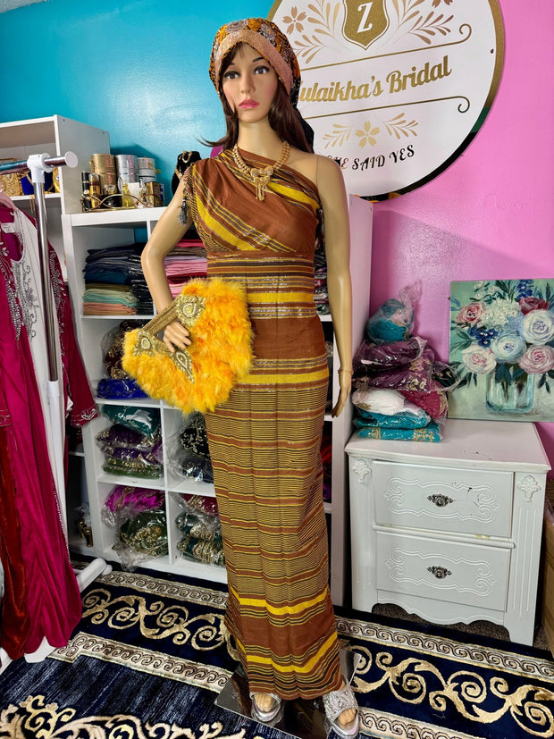 Plain Alindi Guntino Hido iyo Dhaqan - Brown Gold - Zulaikha’s Bridal