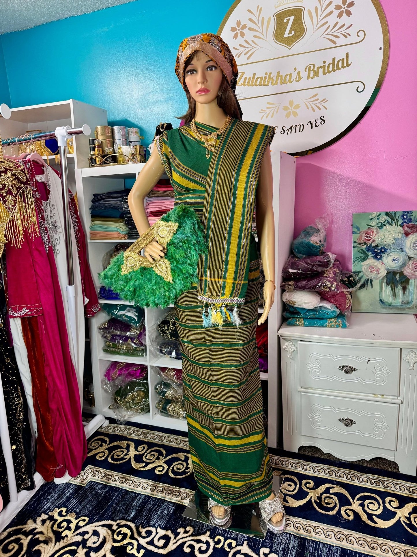 Plain Alindi Guntino Hido iyo Dhaqan - Green Gold - Zulaikha’s Bridal