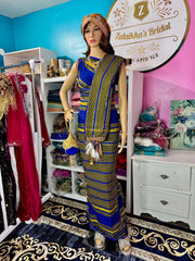 Plain Alindi Guntino Hido iyo Dhaqan - Royal Blue Gold - Zulaikha’s Bridal