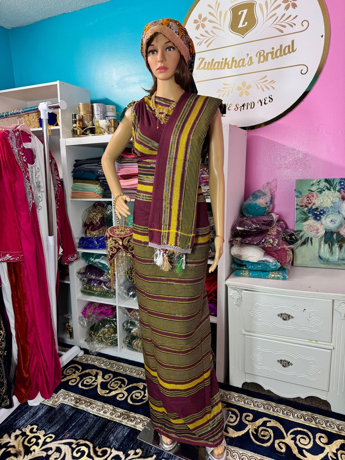 Plain Alindi Guntino Hido iyo Dhaqan - Wine Gold - Zulaikha’s Bridal
