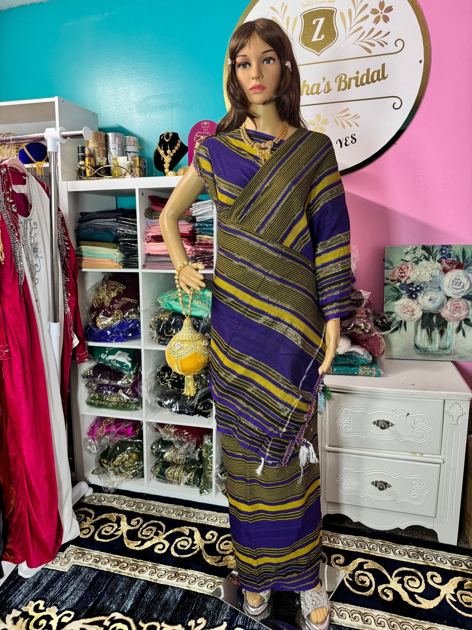 Plain Purple & Gold Guuntino - Zulaikha’s Bridal