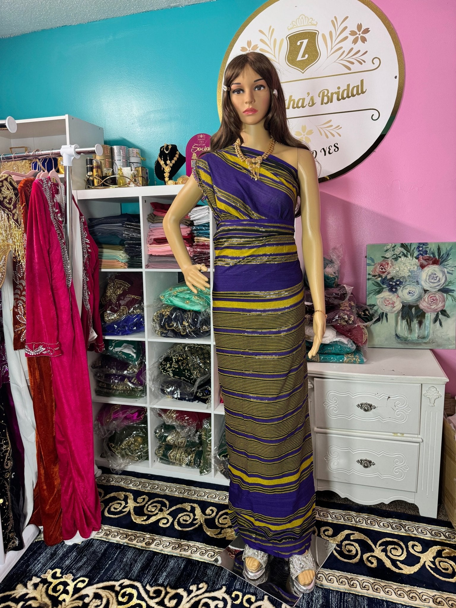 Plain Purple & Gold Guuntino - Zulaikha’s Bridal