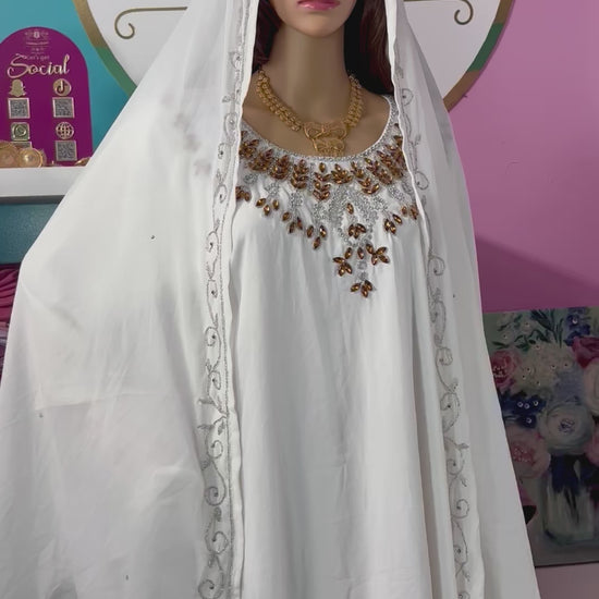 Isra Luxury Crystal Velvet Abaya-Chocolate Brown.