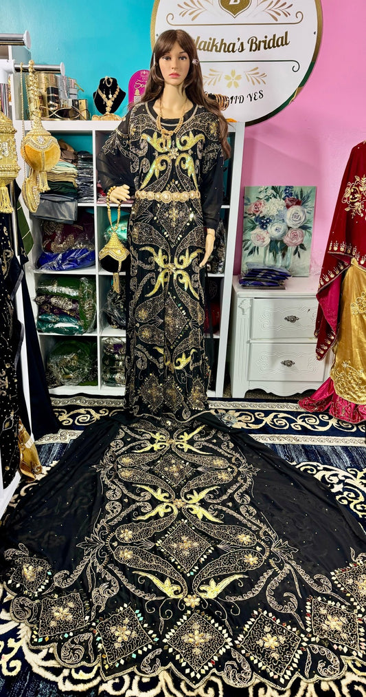Somali Bridal Dirac Set Chiffon - Black - Zulaikha’s Bridal