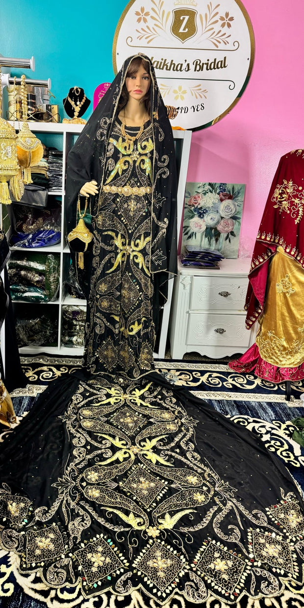 Somali Bridal Dirac Set Chiffon - Black - Zulaikha’s Bridal