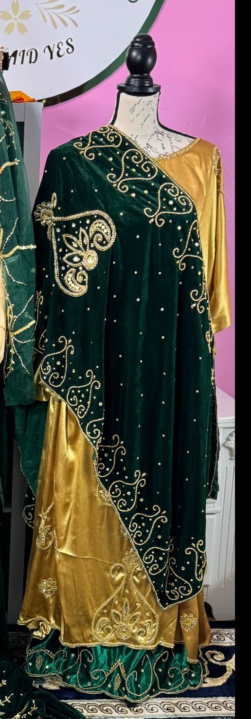 Somali Bridesmaids (Malhiis)Dirac Set - Green Gold - Zulaikha’s Bridal