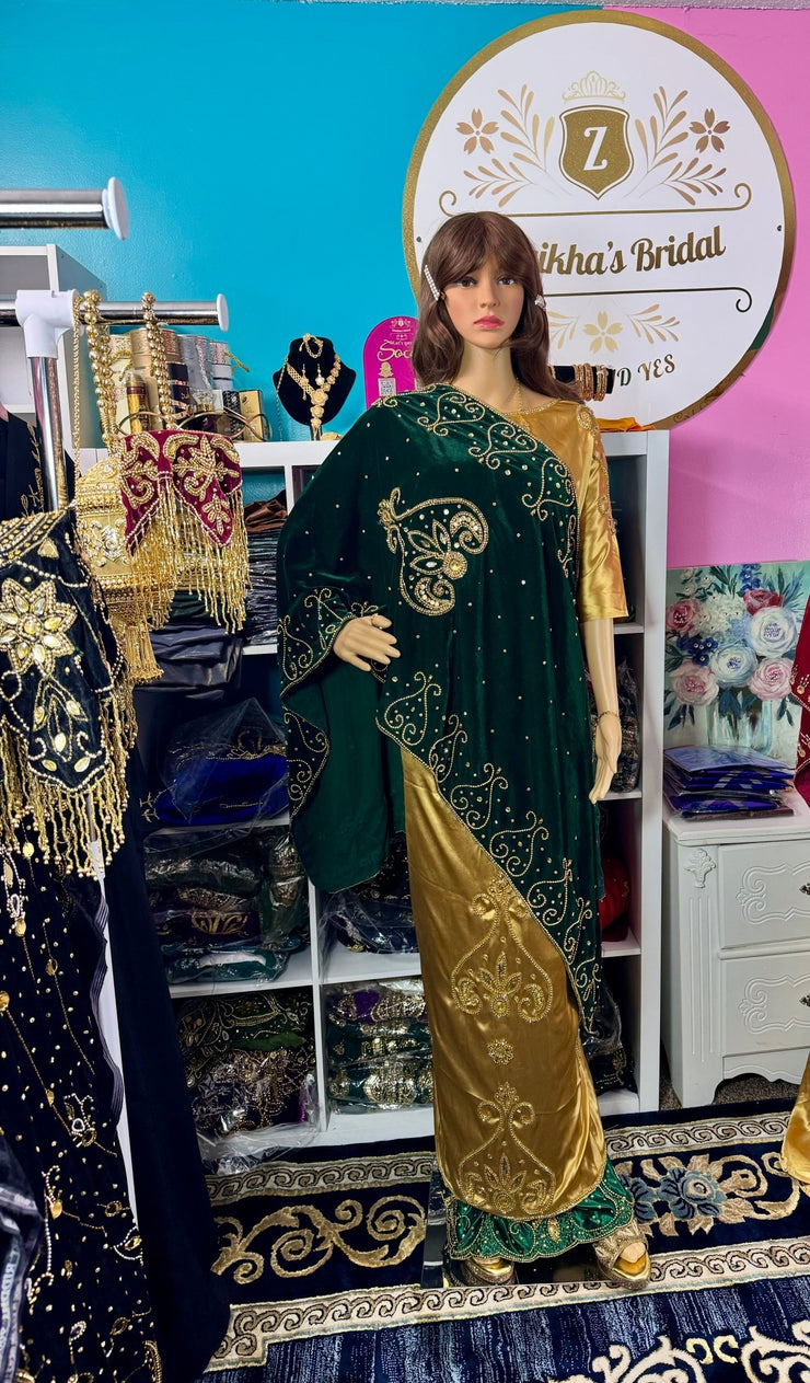 Somali Bridesmaids (Malhiis)Dirac Set - Green Gold - Zulaikha’s Bridal