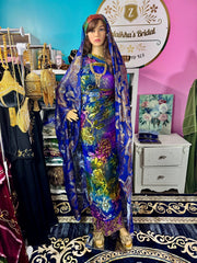 Somali Luxury Maqmal Velvet Blue Purple Dirac set - Zulaikha’s Bridal