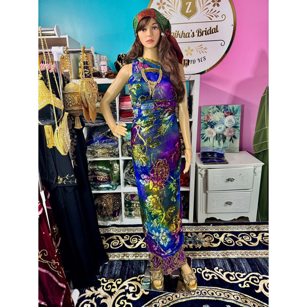 Somali Luxury Maqmal Velvet Blue Purple Dirac set - Zulaikha’s Bridal