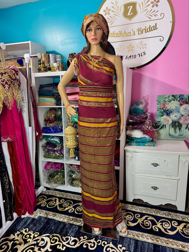 Stone Alindi Guntino Hido iyo Dhaqan - Burgundy Gold - Zulaikha’s Bridal