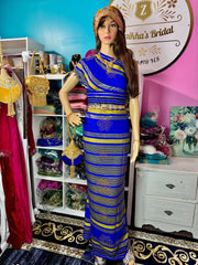 Stone Alindi Guntino Hido iyo Dhaqan - Royal Blue Gold - Zulaikha’s Bridal