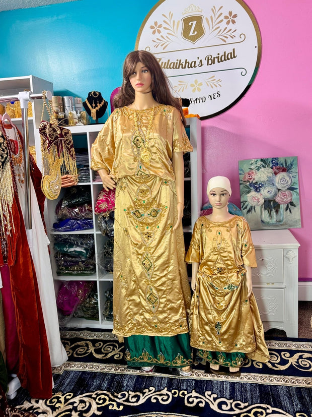 Stone Gold Green Somali Malhis Bridesmaids Dirac set - Zulaikha’s Bridal