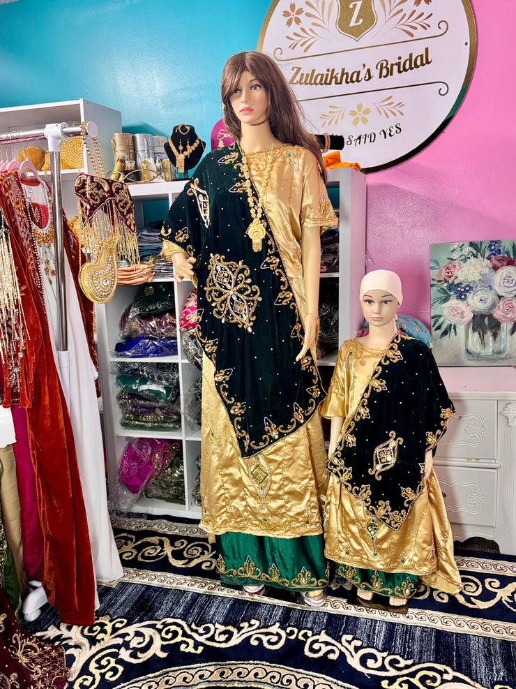 Stone Gold Green Somali Malhis Bridesmaids Dirac set - Zulaikha’s Bridal
