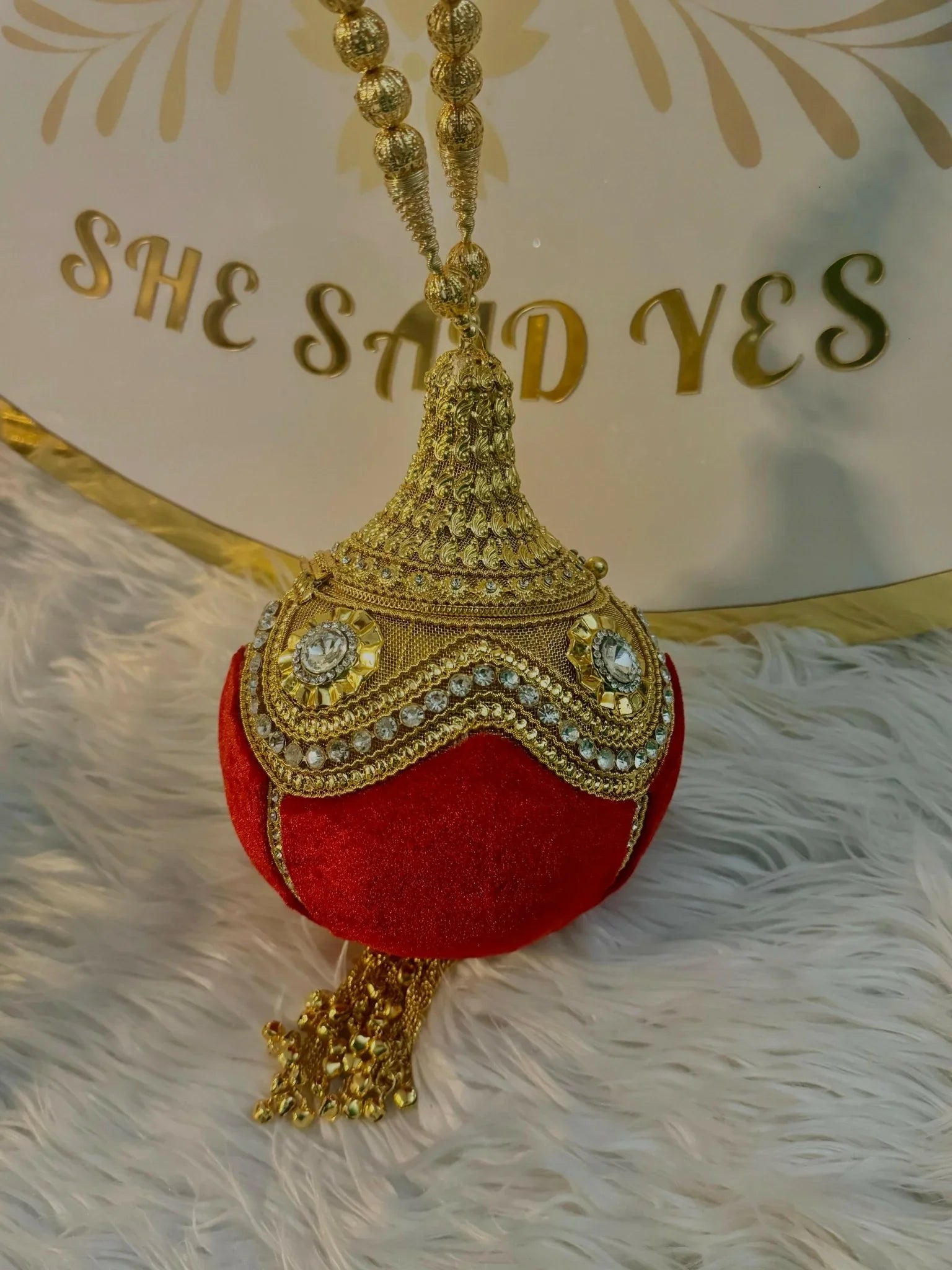 Velvet Bridal Bag - Red - Zulaikha’s Bridal